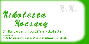 nikoletta mocsary business card